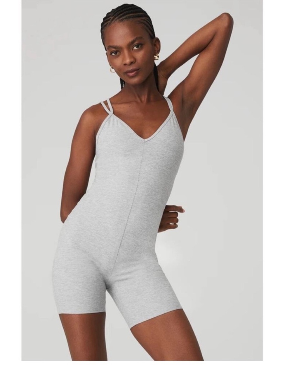NEW! Alo Yoga Alosoft Suns Out Onesie Athletic Heather Grey Small Romper